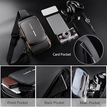 Waterproof Crossbody Sling Bag for Men & Women – Anti-Theft Shoulder Bag with USB Charger