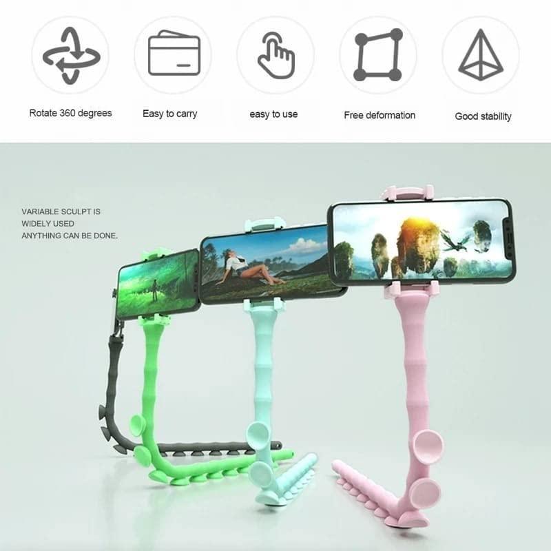 Cute Flexible Caterpillar Phone Stand – Multi-Angle Mobile Holder for Home & Travel