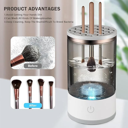 Electric Cosmetic Makeup Brush Cleaning Tool, Makeup Brush Cleaner and Dryer Machine, One-Button Operation