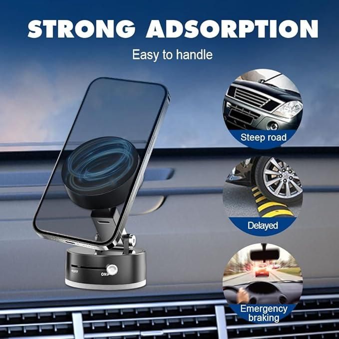 Vacuum Magnetic Phone Holder – Strong Suction Mount for Car & Desk Use