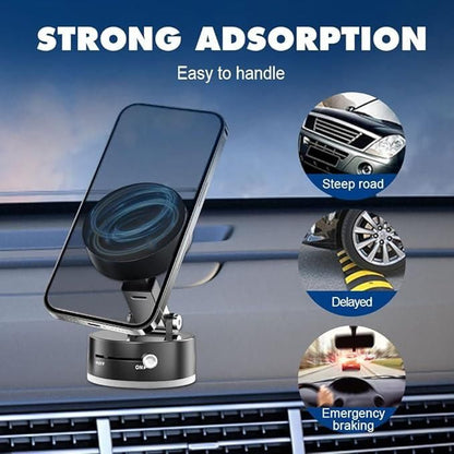 Vacuum Magnetic Phone Holder – Strong Suction Mount for Car & Desk Use