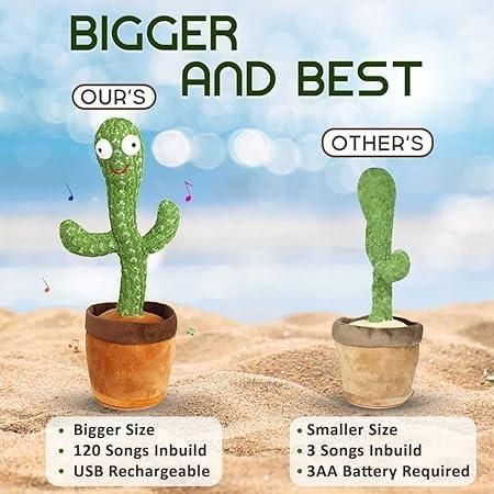 Talking Cactus Toy – LED Light-Up, Dancing & Mimicking Music Toy for Kids