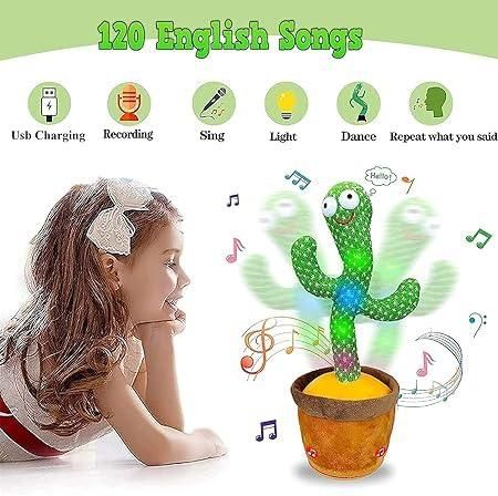 Talking Cactus Toy – LED Light-Up, Dancing & Mimicking Music Toy for Kids
