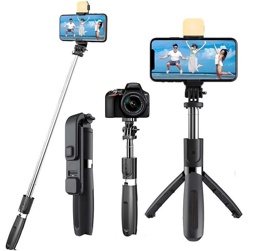 3-in-1 Extendable Selfie Stick Tripod with Bluetooth Remote & Flash Light