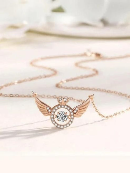 Elegant Rose Gold Angel Wings Necklace – Lightweight Pendant Chain