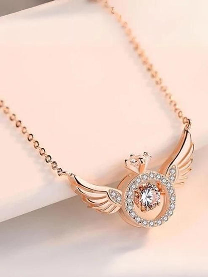 Elegant Rose Gold Angel Wings Necklace – Lightweight Pendant Chain