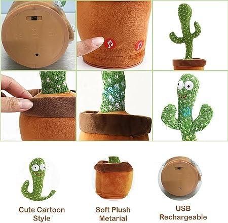 Talking Cactus Toy – LED Light-Up, Dancing & Mimicking Music Toy for Kids