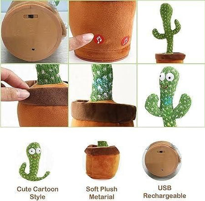 Talking Cactus Toy – LED Light-Up, Dancing & Mimicking Music Toy for Kids
