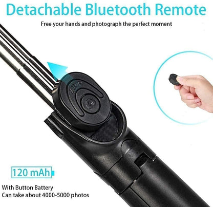 3-in-1 Extendable Selfie Stick Tripod with Bluetooth Remote & Flash Light
